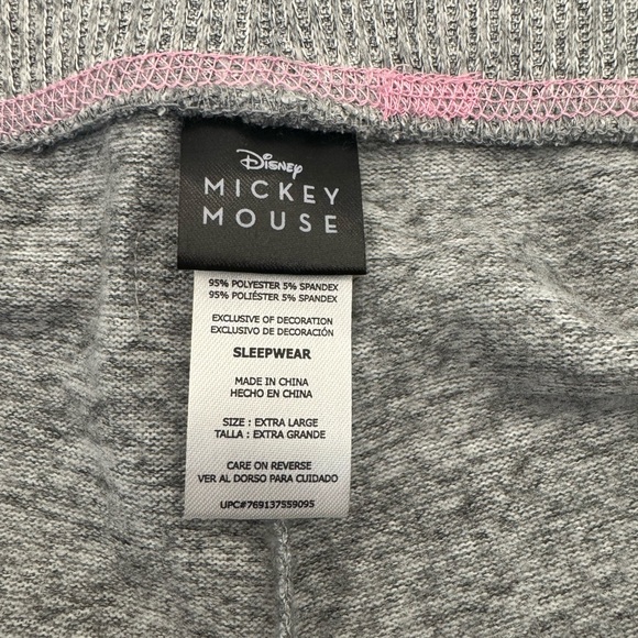 Disney Mickey Sleepwear Jogger Pants Gray/Pink Polyester/Spandex Pockets size XL - Picture 10 of 12